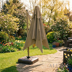 Camber 3m Square Cantilever Parasol with Solar LED Lights - Khaki Beige