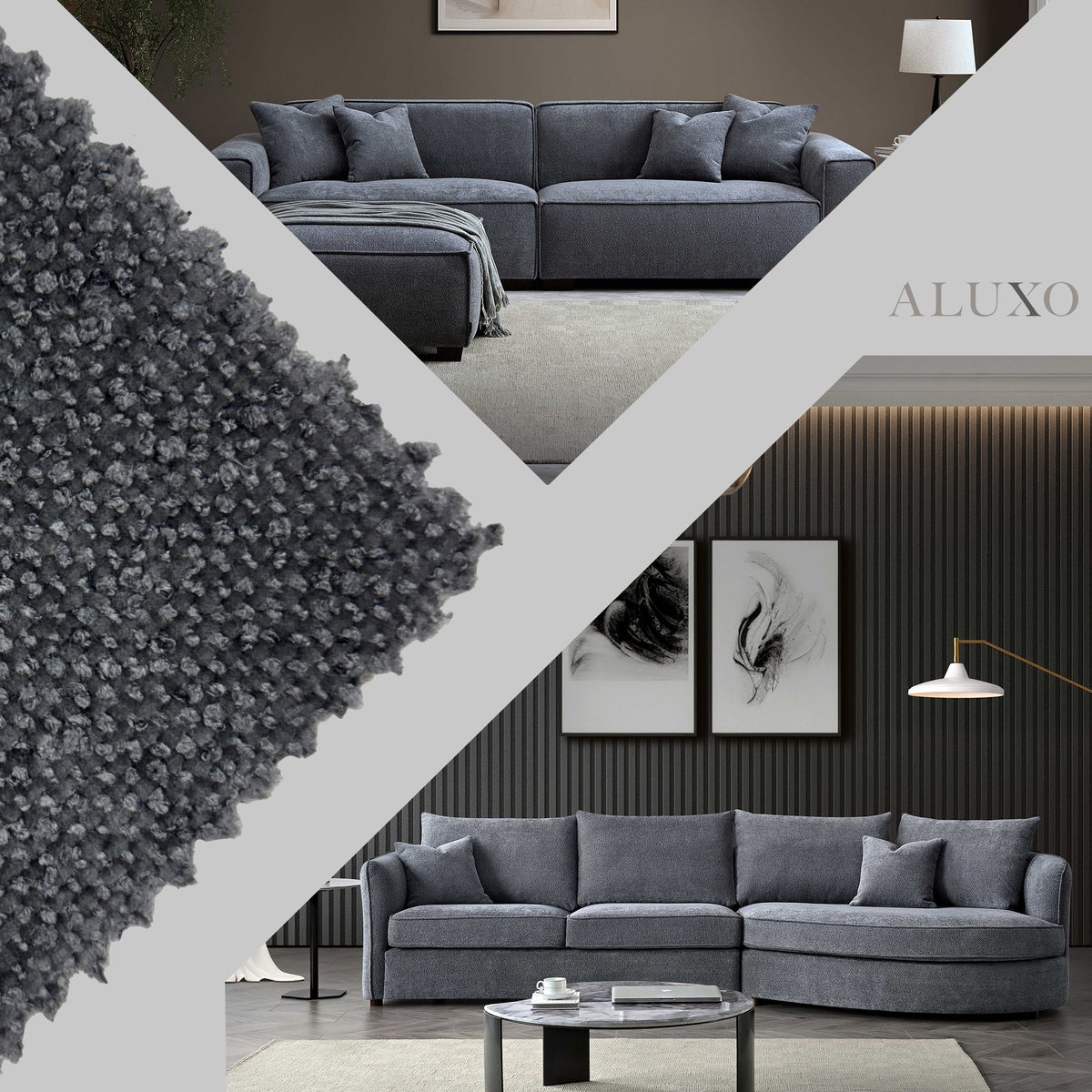 FREE SAMPLE – Bouclé Fabric – Charcoal Grey | Dakota & Rubin Sofa Swatch