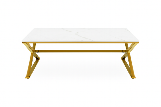 Jiro Gold Coffee Table with Polar White Sintered Top