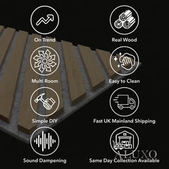 Panelux™ Pro Chevron Slat Oak Wall Panels | Grey Felt Backing - 240cm x 30cm (Set Of 2)