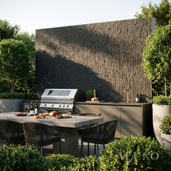 Outdoor Black Chiseled MCM Flexible Stone | 120x60cm Weather-Proof Exterior Panel (Set of 4)