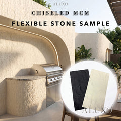Sample - Chiseled MCM Flexible Stone Wall Panel | Off White & Black