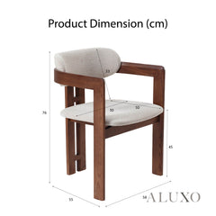 ALUXO® Clara Walnut Dining Chair in Oatmeal Bouclé – Set of 2
