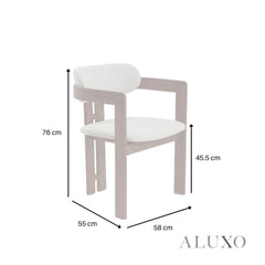 ALUXO® Clara Walnut Dining Chair in Oatmeal Bouclé – Set of 2