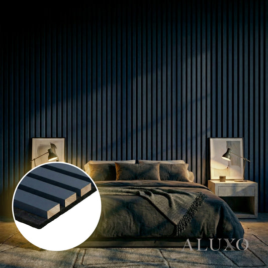 Panelux™ Pro Blue Coloured Acoustic Wood Wall Panel | 3-Sided Wrap 240cm x 32cm (Set of 2)