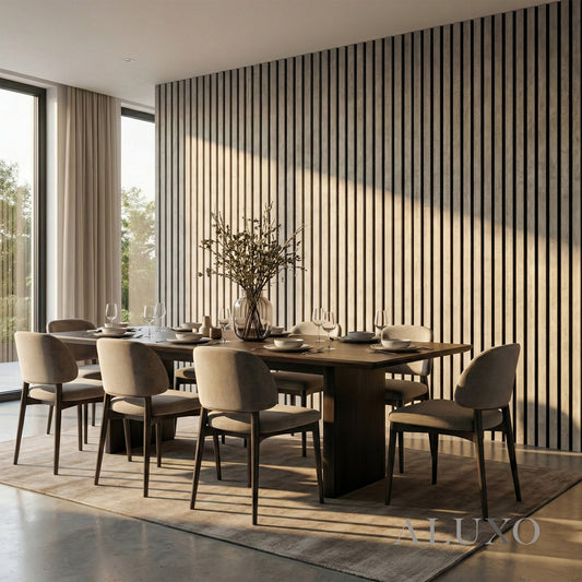 Panelux™ Pro Concrete Coloured Acoustic Wood Wall Panel | 3-Sided Wrap 240cm x 32cm (Set of 2)