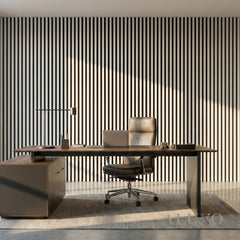 Panelux™ Pro Dove Grey Coloured Acoustic Wood Wall Panel | 3-Sided Wrap 240cm x 32cm (Set of 2)