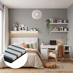 Panelux™ Pro Dove Grey Coloured Acoustic Wood Wall Panel | 3-Sided Wrap 240cm x 32cm (Set of 2)