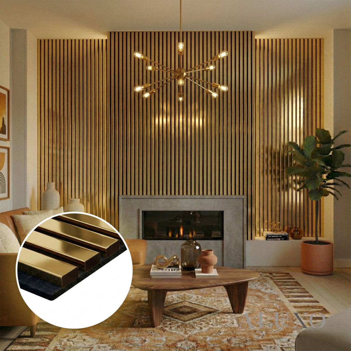 Professional Panel Panelux™ Pro Gold Colour Acoustic Wood Wall Panels | 3-Sided Wrap ...