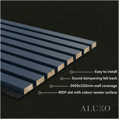 Panelux™ Pro Grey Coloured Acoustic Wood Wall Panel | 3-Sided Wrap 240cm x 32cm (Set of 2)