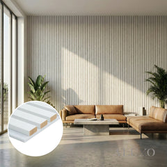 Panelux™ Pro White Coloured Acoustic Wood Wall Panel | White Felt Backing 240cm x 32cm (Set of 2)