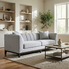 ALUXO® Cooper 3 Seater Sofa – Dolphin Bouclé | Mid-Century Modern