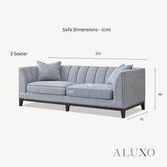 ALUXO® Cooper 3 Seater Sofa in Dolphin Grey Bouclé Fabric – Mid Century Modern Design