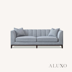 ALUXO® Cooper 3 Seater Sofa in Dolphin Grey Bouclé Fabric – Mid Century Modern Design