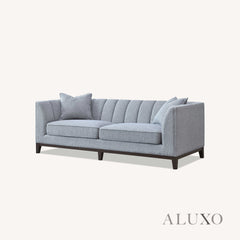 ALUXO® Cooper 3 Seater Sofa in Dolphin Grey Bouclé Fabric – Mid Century Modern Design