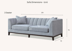 ALUXO® Cooper 3 Seater Sofa in Dolphin Grey Bouclé Fabric – Mid Century Modern Design