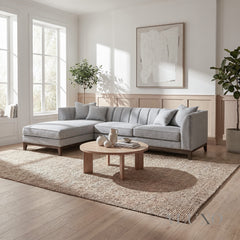 ALUXO® Cooper Left Hand Facing (LHF) Corner Sofa – Dolphin Bouclé | Mid-Century Modern