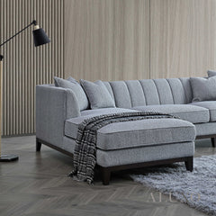ALUXO® Cooper Left Hand Corner Sofa – Dolphin Grey Bouclé Fabric