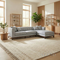 ALUXO® Cooper Right Hand Facing (RHF) Corner Sofa – Dolphin Bouclé | Mid-Century Modern