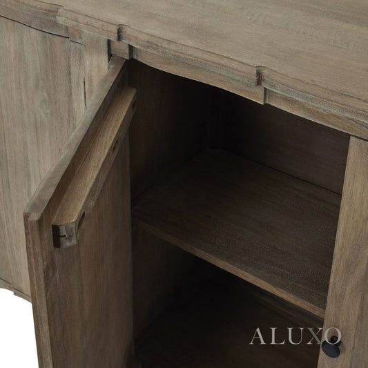 Copgrove 4 Door Sideboard – Handcrafted Washed Wood Cabinet with Iron Handles, 200cm