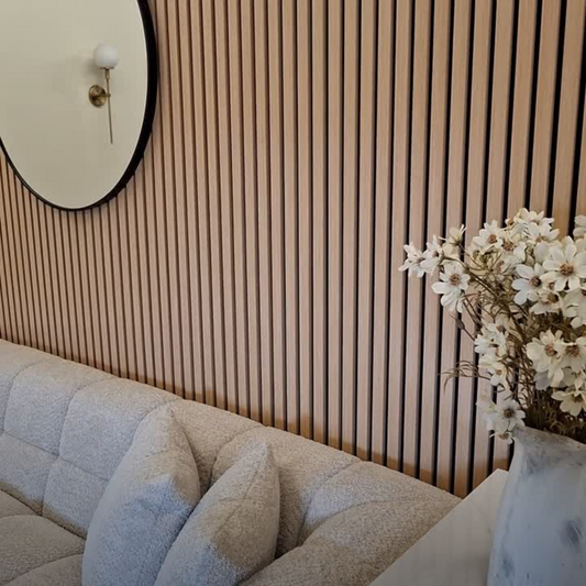 ALUXO® Acoustic Slatted Wall Panels 240 x 60cm - Light Oak