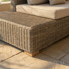 Cora Scandi-Coastal Large Corner Sofa Set – Beige Rattan & Glass Table