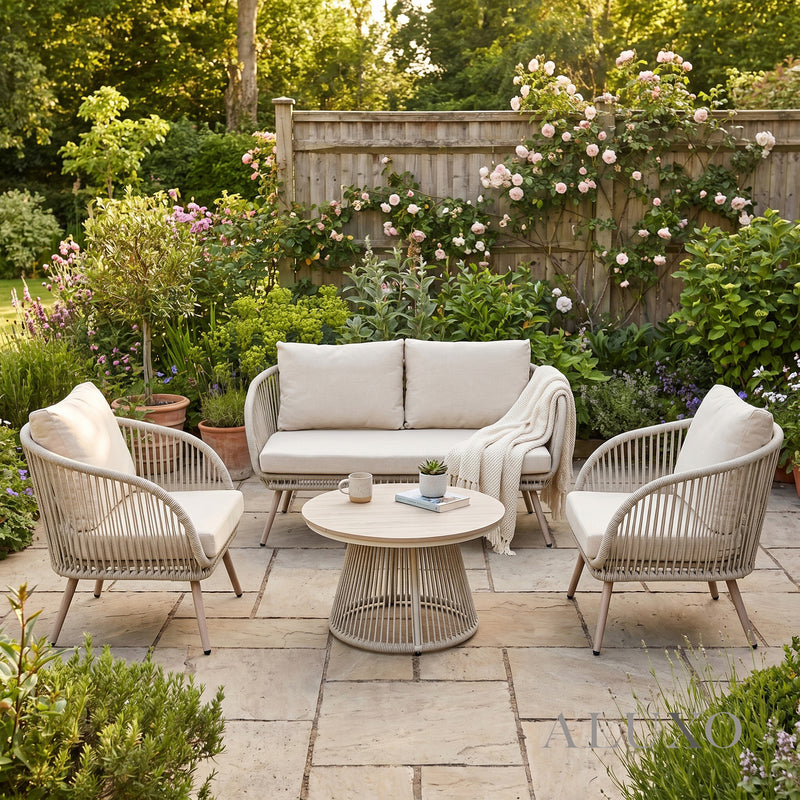 Cove 4 Seater Outdoor Garden Lounge Set in Natural Grey