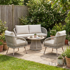 Cove 4 Seater Outdoor Garden Lounge Set in Natural Grey