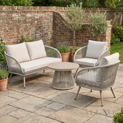 Cove 4 Seater Outdoor Garden Lounge Set in Natural Grey