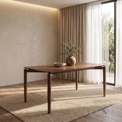ALUXO® Daisy 150cm Walnut Dining Table - Rectangular 4-Leg Wood Base