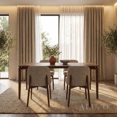 ALUXO® Daisy 150cm Walnut Dining Table - Rectangular 4-Leg Wood Base