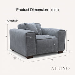ALUXO® Dakota 3/4 Seater Sofa, Armchair & Footstool – Midnight Black Bouclé