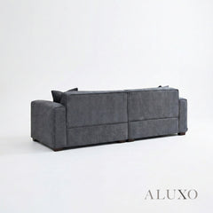 ALUXO® Dakota 3 Seater Sofa – Charcoal Grey Bouclé | Feather-Filled
