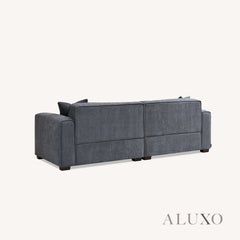 ALUXO® Dakota 3/4 Seater Sofa, Armchair & Footstool – Charcoal Grey Bouclé