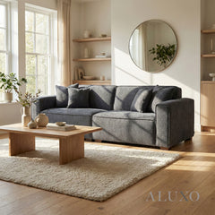 ALUXO® Dakota Fabric Swatch Sample – Charcoal Grey Bouclé