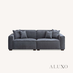 ALUXO® Dakota 3/4 Seater Sofa, Armchair & Footstool – Charcoal Grey Bouclé
