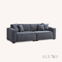 ALUXO® Dakota 3/4 Seater Sofa, Armchair & Footstool – Charcoal Grey Bouclé
