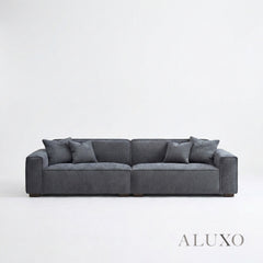 ALUXO® Dakota 4 Seater Large Sofa – Charcoal Grey Bouclé | Feather-Filled