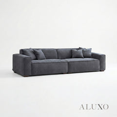 ALUXO® Dakota 4 Seater Large Sofa – Charcoal Grey Bouclé | Feather-Filled