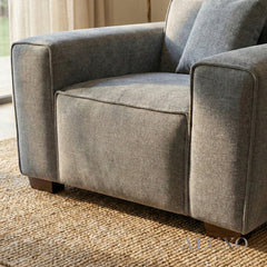 ALUXO® Dakota Armchair – Charcoal Grey Bouclé | Feather-Filled Accent Chair