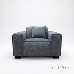 ALUXO® Dakota Armchair – Charcoal Grey Bouclé | Feather-Filled Accent Chair