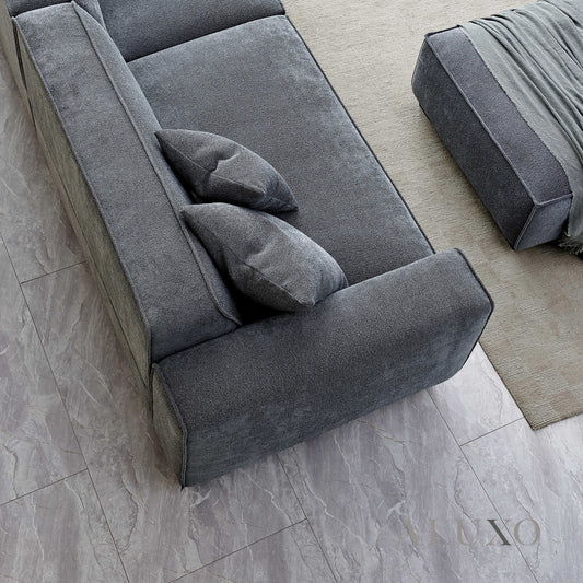 ALUXO® Dakota 4-Seater Sofa with Chaise – Charcoal Grey Bouclé