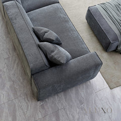 ALUXO® Dakota 4-Seater Sofa with Footstool – Charcoal Grey Bouclé