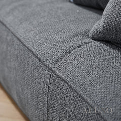 ALUXO® Dakota 3 Seater Sofa – Charcoal Grey Bouclé | Feather-Filled