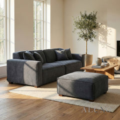 ALUXO® Dakota Modular Footstool – Charcoal Grey Bouclé | Feather-Filled