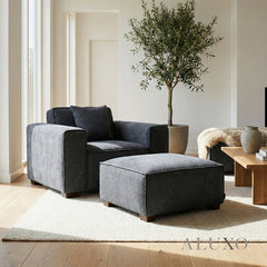 ALUXO® Dakota Modular Footstool – Charcoal Grey Bouclé | Feather-Filled