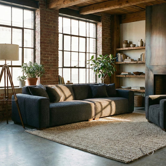 ALUXO® Dakota 4 Seater Large Sofa – Midnight Black Bouclé | Feather-Filled