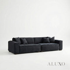ALUXO® Dakota 4 Seater Large Sofa – Midnight Black Bouclé | Feather-Filled