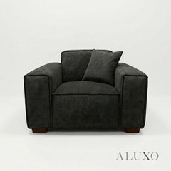 ALUXO® Dakota Armchair – Midnight Black Bouclé | Feather-Filled Accent Chair