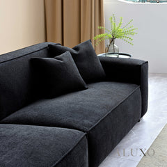 ALUXO® Dakota 4-Seater Sofa with Chaise – Midnight Black Bouclé